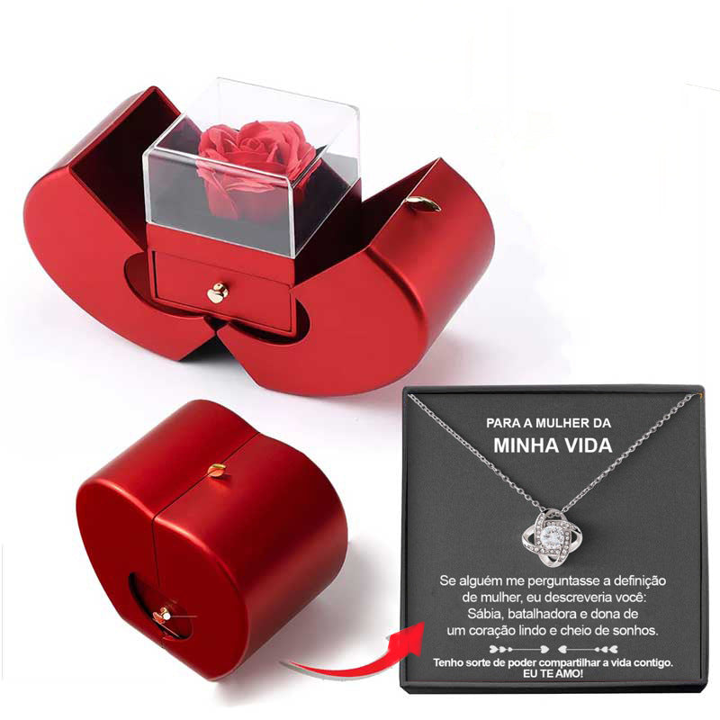 Eternal Rose Necklace Gift Box — Preserved Flower & Clavicle Chain for Women