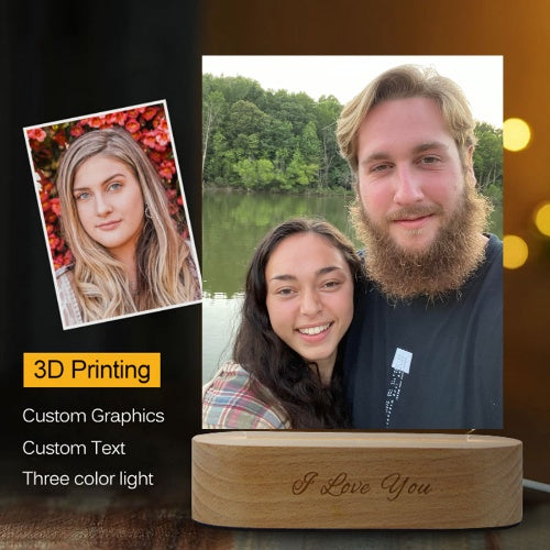 Personalized 3D Head Engraving Stereo Photo Light — Custom Gift for Mom, Dad & Couples