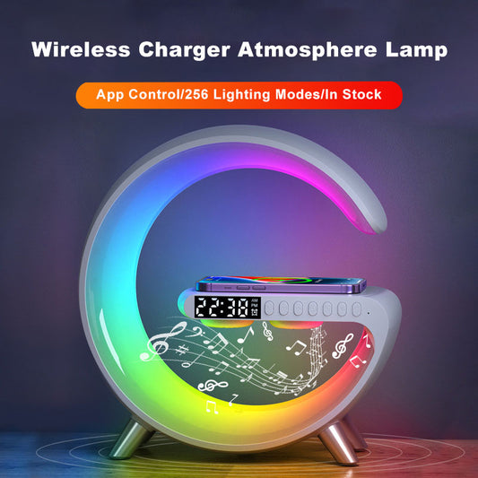 Smart LED Atmosphere Lamp with Wireless Charger & Bluetooth Speaker – US Plug