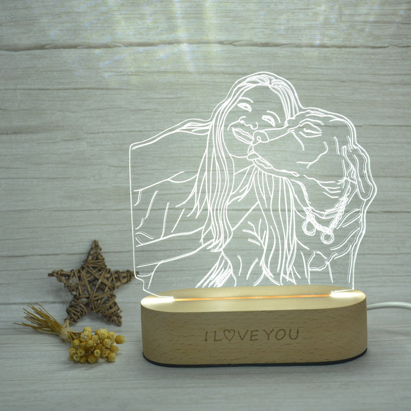 Personalized 3D Head Engraving Stereo Photo Light — Custom Gift for Mom, Dad & Couples