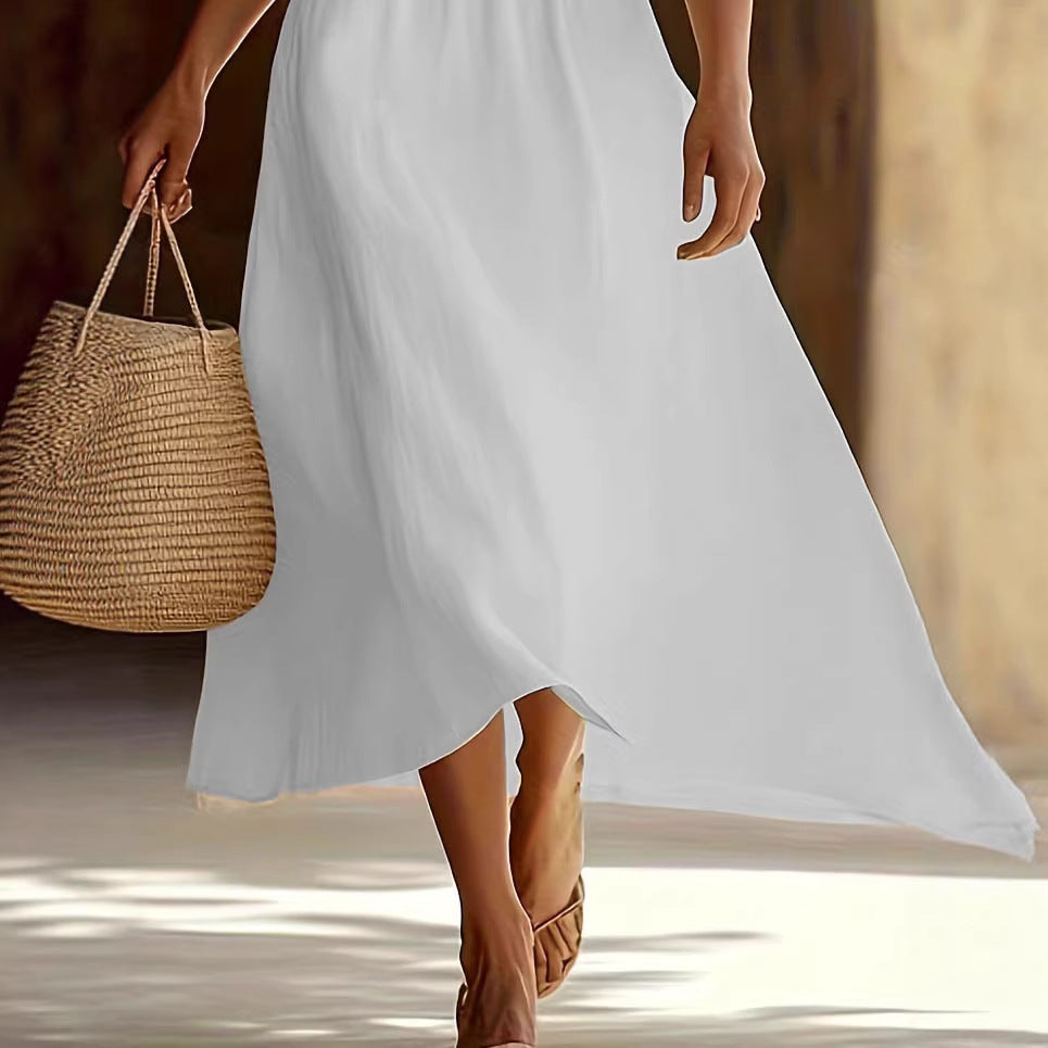 Nuevo vestido elegante y ajustado con escote en V para mujer con un diseño personalizado distintivo.