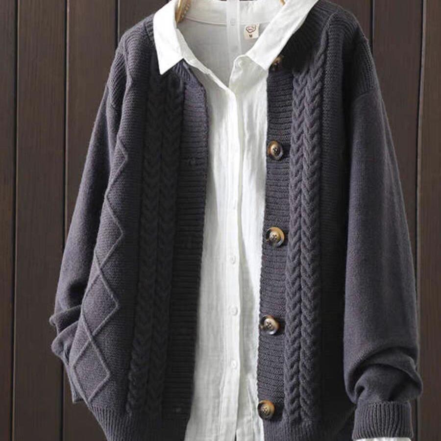 Cardigan Cable-Knit Sweater Coat For Women