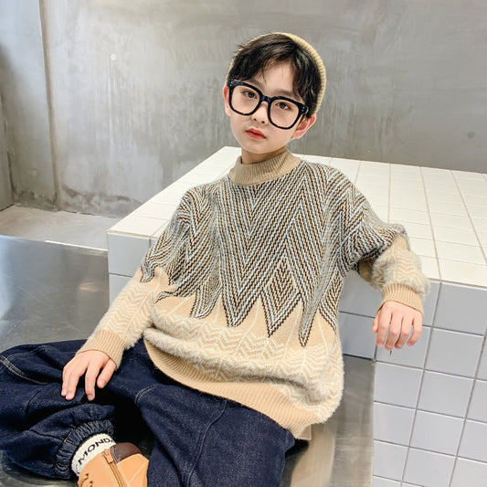 Fluffy Winter Knitted Sweater for Boys