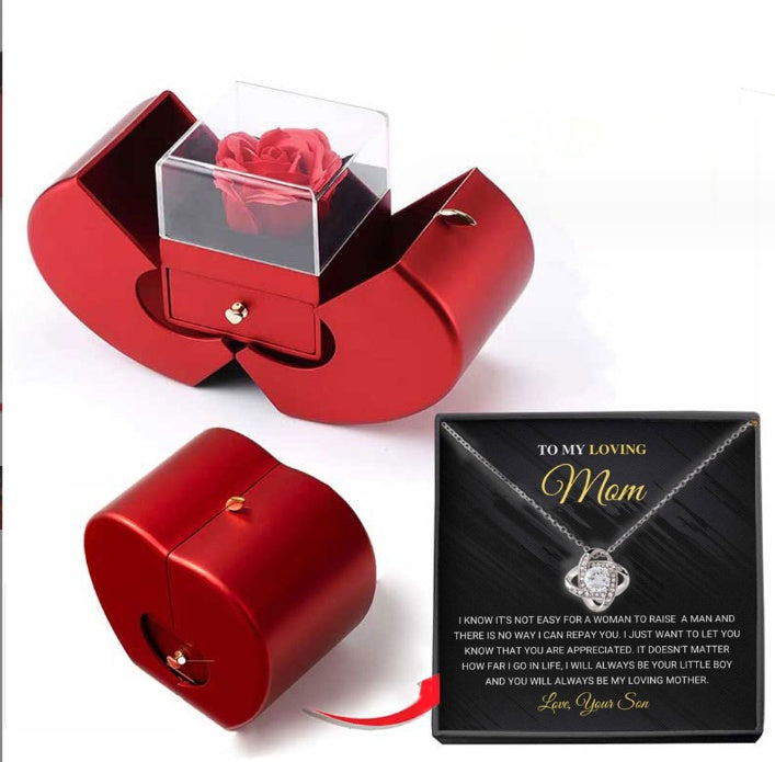 Eternal Rose Necklace Gift Box — Preserved Flower & Clavicle Chain for Women