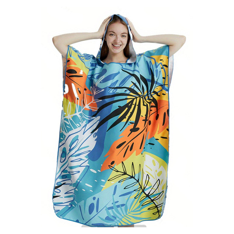 Floral Hooded Laundry Quick-drying Towel Cloak Bathrobe