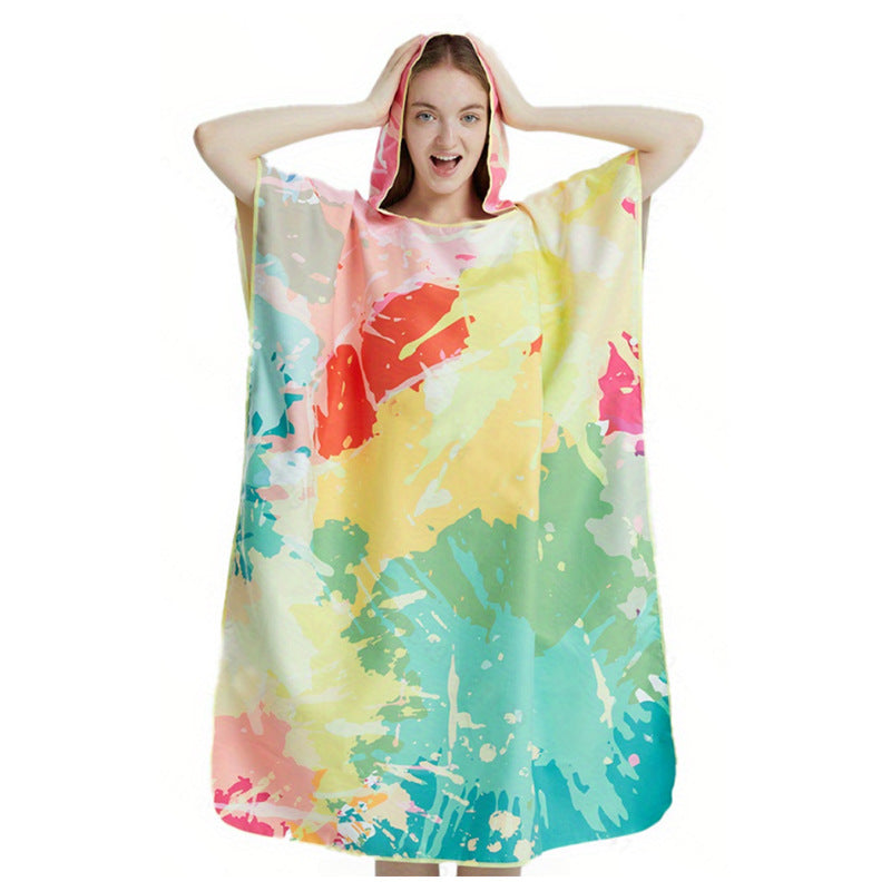Floral Hooded Laundry Quick-drying Towel Cloak Bathrobe