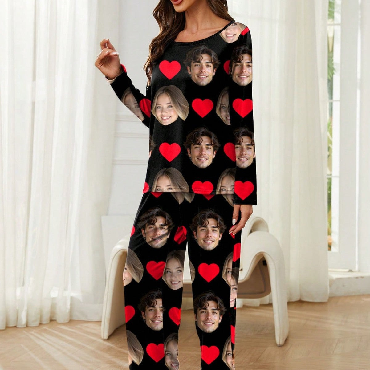 Personalized Women's Pajama Set — Custom Big Head Photo Sleepwear