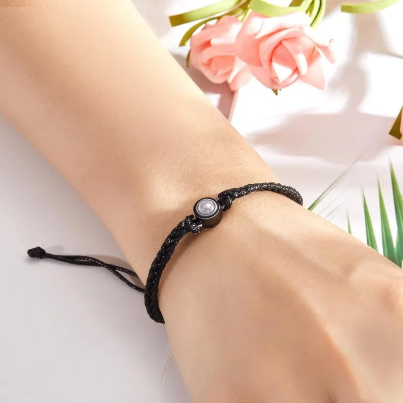Personalized Circle Photo Projection Bracelet — Custom Memory Jewelry