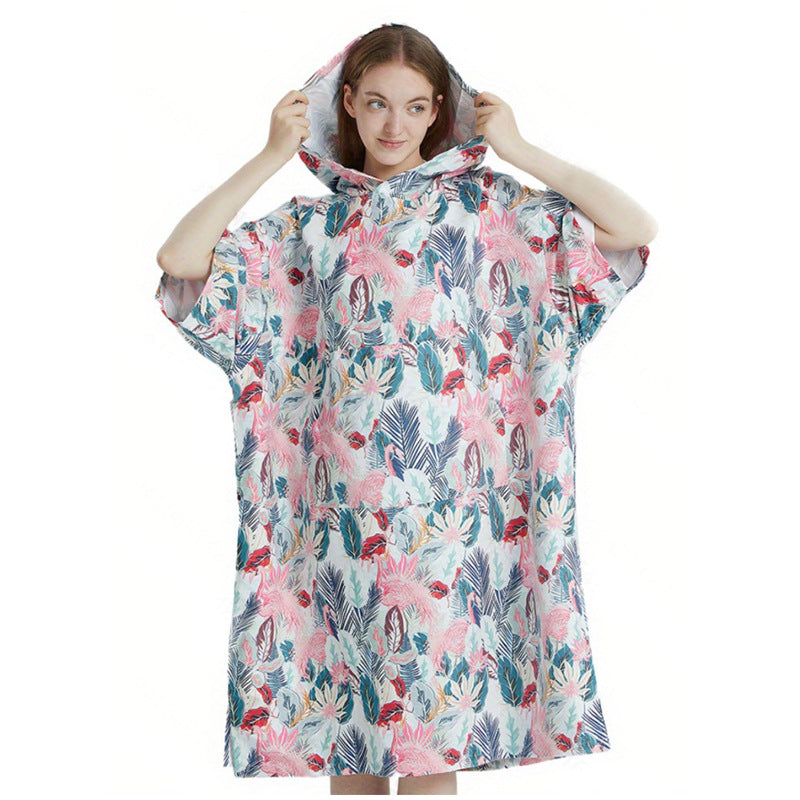 Floral Hooded Laundry Quick-drying Towel Cloak Bathrobe