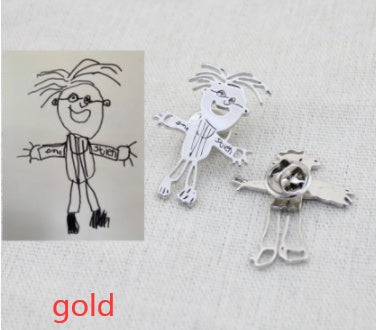 Personalized Kids Drawing Jewelry — Custom Artwork Necklace, Bracelet, Brooch, Keychain, Pendant & Stud