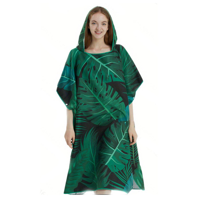 Floral Hooded Laundry Quick-drying Towel Cloak Bathrobe