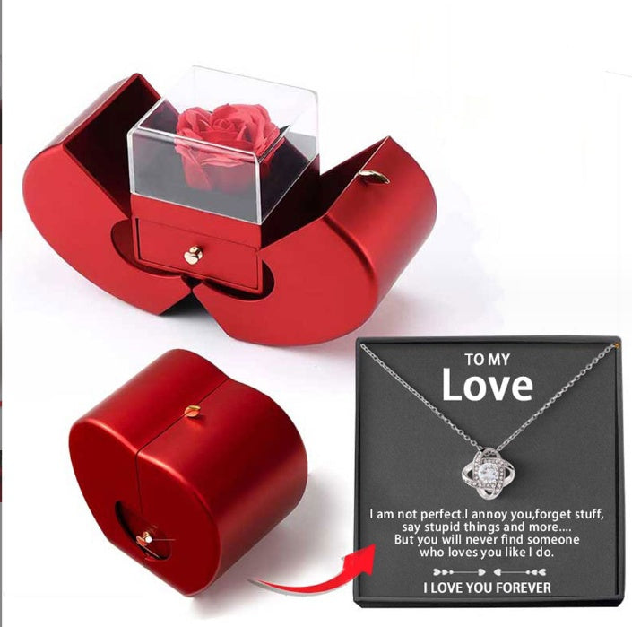 Eternal Rose Necklace Gift Box — Preserved Flower & Clavicle Chain for Women