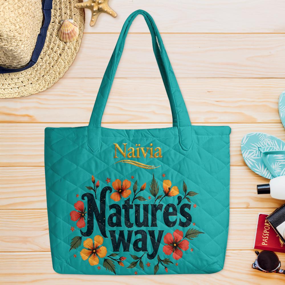 Quilted Tote Bag with Folded Handles