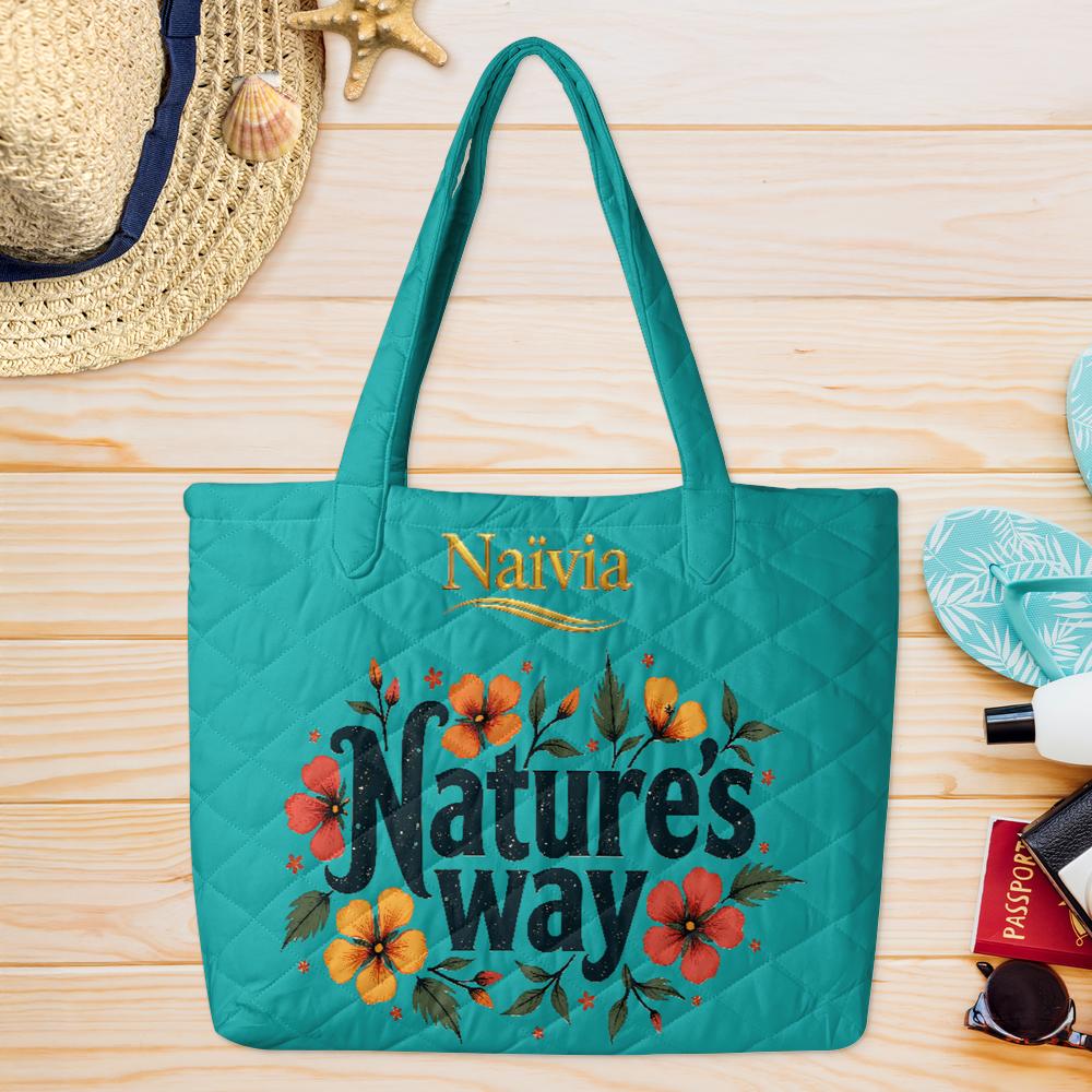 Quilted Tote Bag with Folded Handles