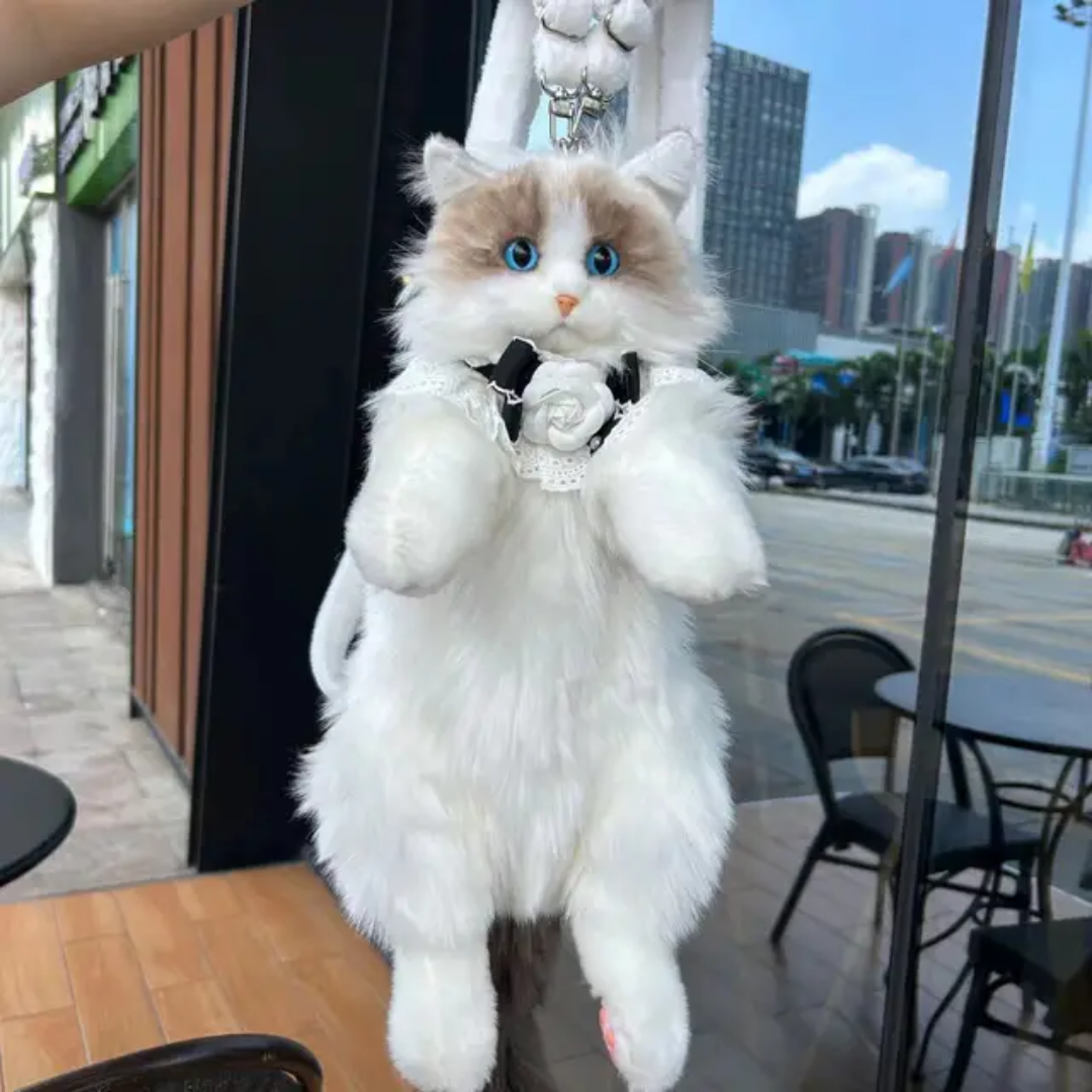 Cute Simulation Ragdoll Cat Backpack — Plush Soothing Doll